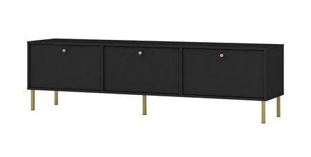 RTV skříň Kioto II 180 cm černá grafitová stylový design kovové zlaté nohy skříň s dvířky otevíranými dolů
