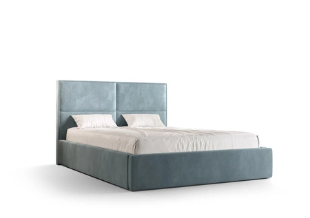 Čalouněná postel Aphrodite 140x200 s úložným boxem tyrkysová v moderním skandinávském stylu s pohodlným čelem