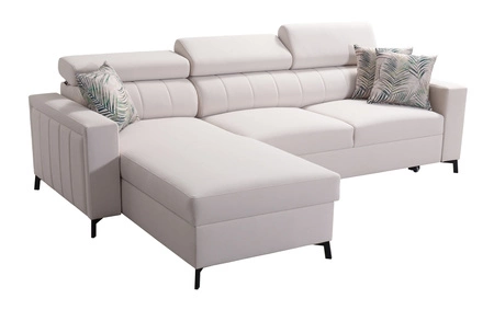 Rohová pohovka s funkcí spaní Savona Indian pink / white levá elegantní rohová pohovka s nastavitelnými opěrkami hlavy dekorativní prošívání