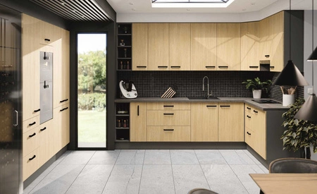 Chevron 60x60 GN-90 2F rohová kuchyňská nástěnná skříňka s dekorativním dekorem rybí kosti skříňka odolná proti vlhkosti a poškození