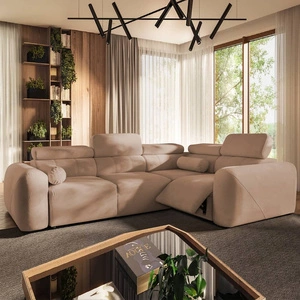 Rohová sedací souprava s funkcí spaní Cantare II Lux losos pravý Pohodlná rohová sedací souprava do obývacího pokoje se zvedací podnožkou měkká látka