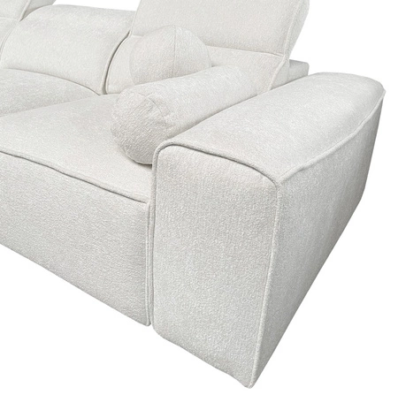 Rohová sedací souprava s funkcí spaní Viano XII světle šedá levá stylová rohová sedací souprava se zajímavým tvarem nastavitelné opěrky hlavy dekorativní polštáře