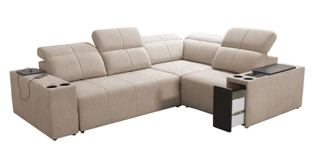 Rohová sedací souprava s funkcí spaní Tesalia II Lux mint pravá pohodlná rohová sedací souprava s posuvným opěradlem a výsuvnou podnožkou