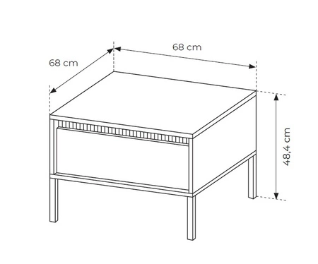 Konferenční stolek Sesti béžový elegantní designový konferenční stolek s prostornou zásuvkou na kovové podnoži s ozdobným drážkováním