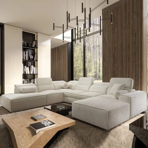 Rohová sedací souprava s funkcí spaní Viano X krémová pravé provedení rohová sedací souprava do obývacího pokoje v moderním stylu nastavitelné opěrky hlavy