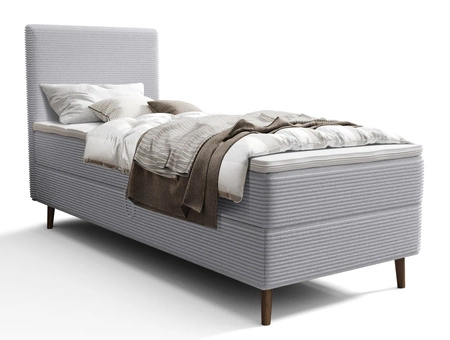 Kontinentální postel Totti 80x200 šedý jasan stylová postel s úložným prostorem na lůžkoviny trojrozměrná pruhovaná tkanina