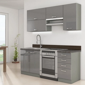 Sada kuchyňského nábytku Grey 180 cm lesklá čela jedinečný styl skříněk bude ladit s interiérem každé kuchyně