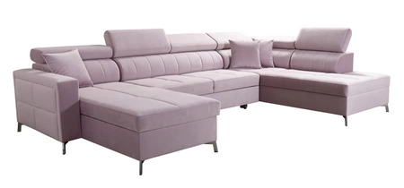 Nausa VI rohová sedací souprava s funkcí spaní grafitová levá stylová rohová sedací souprava do obývacího pokoje s pohodlnou povrchovou úpravou měkká sametová látka