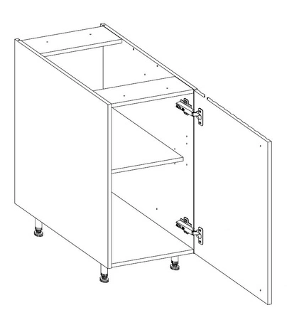 Stojící kuchyňská skříňka s policí Verdi 40 D 1F BB kovová úchytka skříňka odolná proti vlhkosti a poškození