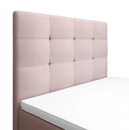 Kontinentální postel Kansas 120x200 pudrově růžová v moderním skandinávském stylu s čalouněným čelem a podnožkou
