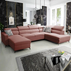 Rohová sedací souprava s funkcí spaní Savona VI Indian pink levá elegantní a pohodlná rohová sedací souprava do obývacího pokoje se dvěma nádobami na lůžkoviny