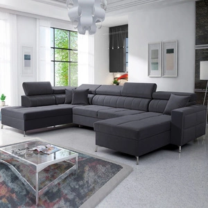 Nausa VI rohová sedačka s funkcí spaní grafitová pravá strana stylová rohová sedačka do obývacího pokoje s pohodlnou povrchovou úpravou látka sametového typu