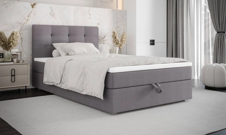 Kontinentální postel Flint 120x200 šedá v moderním skandinávském stylu s čalouněným čelem postele s úložným boxem