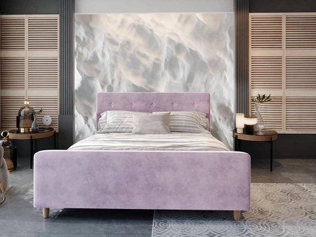 Čalouněná postel Isara 180x200 pudrově růžová s boxem v moderním skandinávském stylu s výrazným čelem a nohama