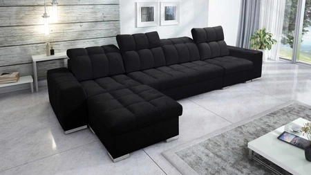 Pohovka na spaní Luigi XII černá levá strana stylová rohová pohovka do obývacího pokoje v minimalistickém a elegantním provedení