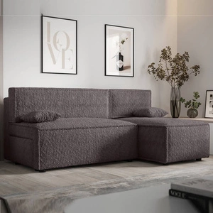 Rohová sedací souprava s funkcí spaní Brandon graphite pravá strana měkká tkanina s charakteristickou smyčkovou povrchovou nádobou na lůžkoviny
