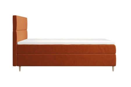 Kontinentální postel Bing 120x200 cihla v moderním skandinávském stylu s čalouněným čelem postele s úložným boxem