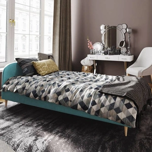 Modrá čalouněná postel Ivrea 90x200 s moderním čelem ideální do pokoje pro mladé nebo malé ložnice