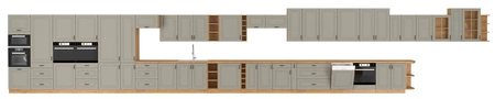 Sada rohového kuchyňského nábytku Delos 210x350 cm ideální pro interiéry ve skandinávském klasickém i moderním stylu