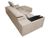 Rohová sedací souprava s funkcí spaní Tesalia béžová pravá strana moderní design pohodlné posuvné opěradlo zásuvka v boku nábytku