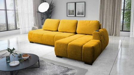 Rohová pohovka s funkcí spaní Gentle žlutá pravá strana Stylový design rohové rozkládací pohovky vyznačující se zaobleným tvarem