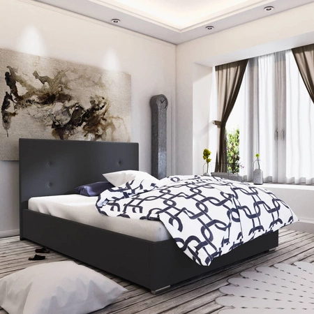 Čalouněná postel Reus 160x200 černá s čelem v moderním stylu ideální do ložnice
