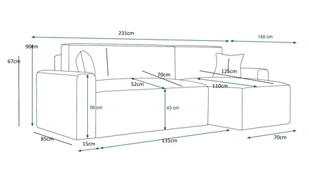 Rohová sedací souprava s funkcí spaní Brandon Bis černá pravá strana měkká tkanina s charakteristickou smyčkovou povrchovou nádobou na lůžkoviny