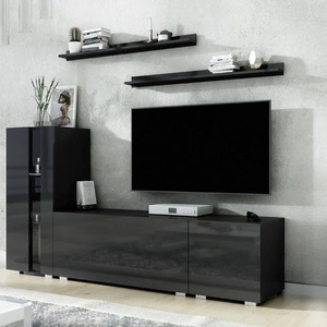 Oropos černá / černý lesk univerzální a stylová nástěnná skříňka do obývacího pokoje jednoduché kousky, které se hodí do každého interiéru