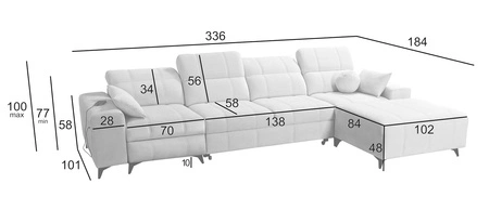 Rohová sedací souprava s funkcí spaní Penejos XII Lux béžová pravostranná stylová rohová sedací souprava s pohodlným výsuvným podnožníkem