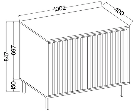 Komoda Osaka 100 cm béžová/černá minimalistický design ideální pro obývací pokoje a ložnice vkusné drážkované čelo
