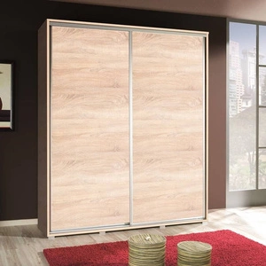 Posuvná šatní skříň Penelope 155 cm světlý dub sonoma moderní design šatní skříně hliníková vodítka dveří a pojezdový systém