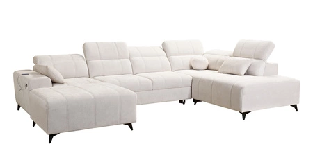 Penejos VI rohová pohovka s funkcí spaní béžová levá strana stylová rohová pohovka se dvěma nádobami na lůžkoviny odolná látka