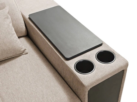 Rohová sedací souprava s funkcí spaní Tesalia VII zelená levá moderní design pohodlný posuvný opěrák zásuvka v boku nábytku