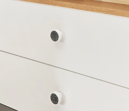 Komoda Pixel 60 cm dub biscuit / bílá / šedá ideální do pokoje pro mládež funkční a použitelná má moderní design