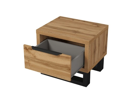 Noční stolek se zásuvkou Halle S dub wotan stylový noční stolek v loftovém stylu do ložnice nebo pokoje pro mládež