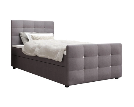 Kontinentální postel Kansas 120x200 šedá v moderním skandinávském stylu s čalouněným čelem a nohama