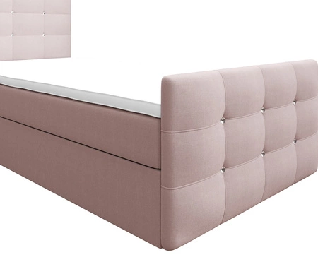 Kontinentální postel Kansas 120x200 pudrově růžová v moderním skandinávském stylu s čalouněným čelem a podnožkou