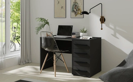 Psací stůl Maxione 120 cm černý moderní psací stůl se zásuvkami univerzální design ideální pro pokoj teenagera nebo kancelář