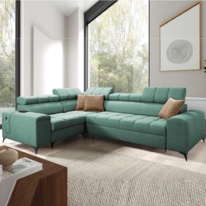 Rohová sedací souprava s funkcí spaní Bolmso II mint levá rohová sedací souprava s kontejnerem na ložní prádlo s plnovýsuvnou zásuvkou v boční části nábytku