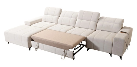 Rohová sedací souprava s funkcí spaní Penejos XII losos levá stylová rohová sedací souprava s kontejnery na lůžkoviny pohodlné nastavitelné opěrky hlavy