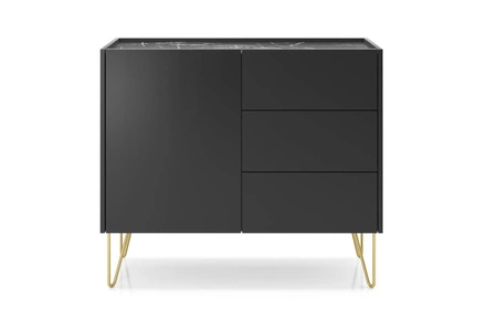 Zásuvková komoda Madison 97 cm černá grafitová / mramorová černá královský modernistický design dekorativní deska v mramorovém dekoru