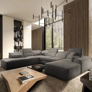 Rohová sedací souprava s funkcí spaní Viano X šedá pravé provedení rohová sedací souprava do obývacího pokoje v moderním stylu nastavitelné opěrky hlavy