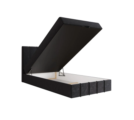 Kontinentální postel Casey 120x200 grafit v moderním skandinávském stylu s čalouněným čelem postele s úložným boxem