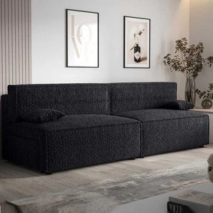 Rozkládací pohovka Brandon XL černá moderní design a široká funkční tkanina s výrazným smyčkovým povrchem
