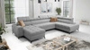 Rohová pohovka s funkcí spaní Bolmso VI šedá levá pohodlná rohová pohovka s nastavitelnými opěrkami hlavy dekorativní prošívání na sedáku