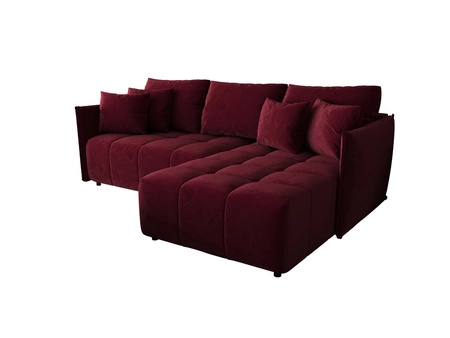 Rohová sedací souprava s funkcí spaní Oroso bordó pravá strana měkká sametová tkanina s hydrofobním potahem nádoba na lůžkoviny