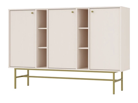 Komoda Kioto III 158 cm béžová moderní design decentní úchyty jednoduchý tvar obohacený zlatým kovovým rámem