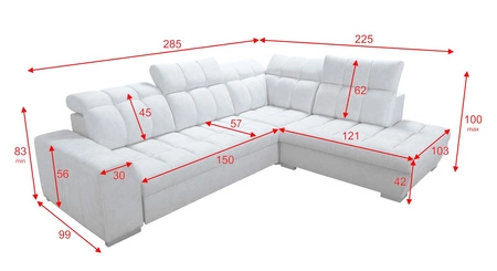 Rohová sedačka s funkcí spaní Luigi VII med pravá pohodlná rozkládací rohová sedačka v moderním provedení