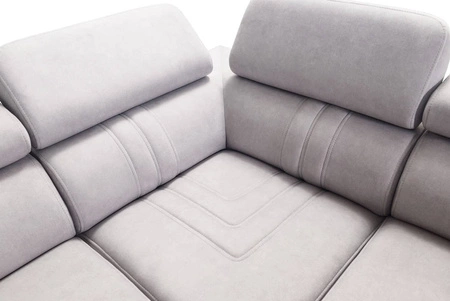 Rohová pohovka s funkcí spaní Castel VII růžová pravá stylová rohová pohovka s úložným prostorem na lůžkoviny a nastavitelnými opěrkami hlavy