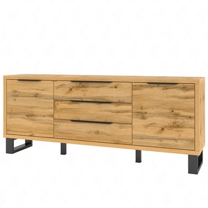Zásuvková komoda Halle 201 cm dub wotan funkční ideální pro interiéry v industriálním a loftovém stylu stabilní kovová základna